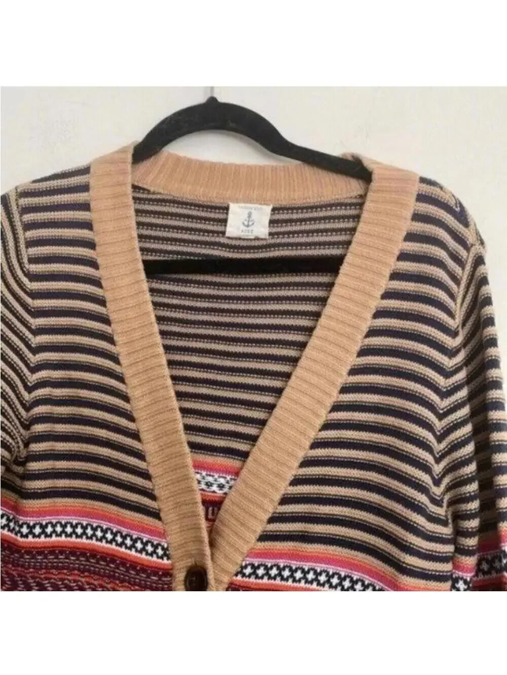 Land’s End kids multicolored Striped button down long sleeve sweater cardigan